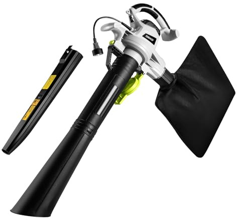 DEKOPRO 12 Amp 3 in 1 Electric Leaf Blower Corded, Leaf Vacuum and Mulcher Lawn Care Tools with 40L Leaf Collector Bag for Yard, Garden 450CFM