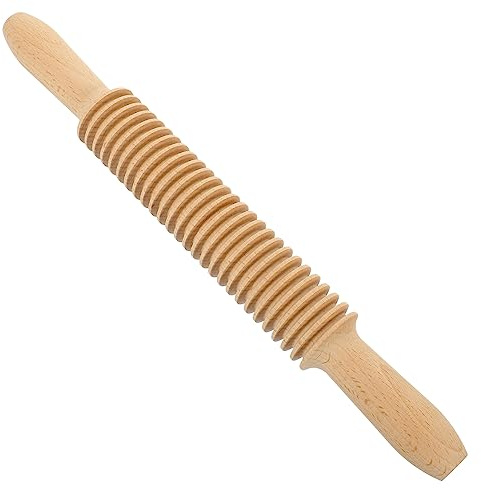 HOLIDYOYO Rodillo Cortador de Pasta de Madera Texturizado 4 Mm Cortador de Fideos Enrejado Herramienta para Hacer Espaguetis Cocina Hogar
