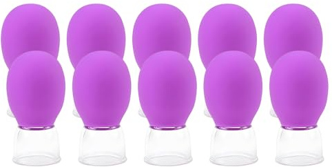 Set di coppettazione in vetro da 10 pezzi, per trattamenti per il viso, coppettazione, tazze in silicone di vetro, aspirazione, per viso, pelle, schiena, braccia, spalle, muscoli