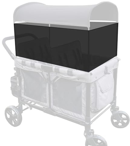 LUAATT 4-Sided Lightweight Elastic Mesh Sunshade Fence Compatible for Wonderfold W4/W2 Wagon Stroller All Models,Not Obstructing Vision Sunshade Net (Black)