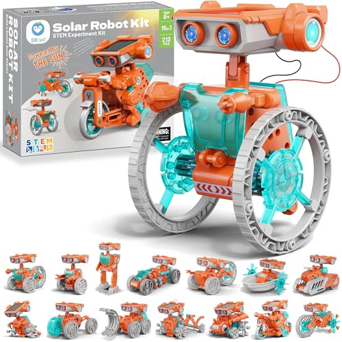 Sillbird 15-in-1 Solar Roboter Spielzeug für Kinder, Solar und batteriebetriebener Motor mit Doppelantrieb, Mint Experimente Lernspielzeug Kinder Geschenk für Jungen ab 8 9 10+ Jahren und Mädchen