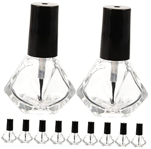 PACKOVE 10pcs Empty Nail Polish Bottles Small Glass Bottle Nail Polish Brush Refillable Gel Storage for Diy Art