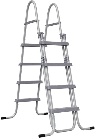 YZNAHRE Échelle de piscine à 4 marches avec fonction pliante, charge jusqu'à 150 kg, antidérapante et inoxydable, échelle de piscine stable et échelle de sécurité, 160 cm de hauteur, gris, type B