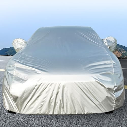 HUSHAX Funda Coche Exterior Impermeable Funda Coch, Funda Completa para Coche, Gris Plateado, Fácil De Doblar, Antipolvo, Protección Solar, Aislamiento Térmico, Protección contra Arañazos