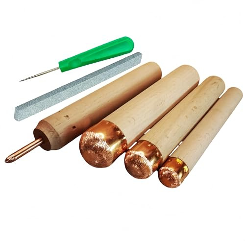 Flint Knapping Kit, 6PCS Obsidian Crafting Knapping Tools, Dragon Crystal Stone Age Toolkit for Pros and Beginners Including 1 Pressure Flaker 3 Copper Boppers 1 Detail Graver 1 Abrading Strip