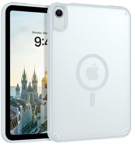 GUAGUA für iPad mini 7 Hülle 2024 (A17 Pro), iPad mini 6 Hülle 2021(6th Generation) [Kompatibel mit MagSafe] Matt Magnetische Stoßfest Durchscheinende Rückseite Dünn Tablet Case Cover (8,3'') Mintblau
