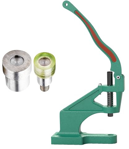 Green Hand Press Machine for Leather Rivet Setting – Heavy-Duty Manual Hand Press with 5mm Dies – Metal Tool for Grommets, Eyelets, Snaps, Studs – Leathercraft, Sewing, DIY Clothing Accessories