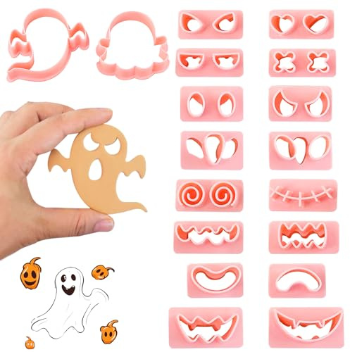 10 Stück Ausstecher Halloween,Ausstechformen Kunststoff 3d Geist Set | Geister Groß Cookie Ausstechform,Backen Gespenst Heads Augen Stempel Cutter Mold,Halloween-Ausstechform für Plätzchen Essen