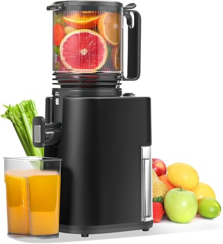 Extracteur de Jus de Fruits et Légumes, Ouverture de 14cm Capacité de 2L Juicer Machine a jus de fruit, Slow Jucier Facile à installer (Matte Noir)