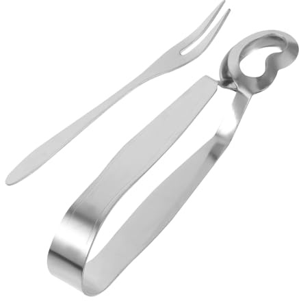 OUNONA Pinzas y Tenedor Para Caracoles De Acero Inoxidable Resistentes Al Utensilios Para Mariscos y Escargots Diseño Ergonómico Para Servir Sin Ensuciar Para Uso Doméstico y Restaurantes