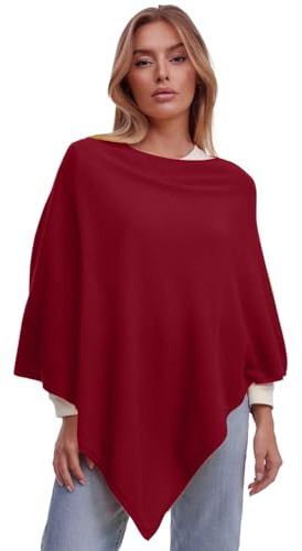 Glamexx24 Poncho Femme Élégant Châle Cape en Maille Fine Chaud Tricoté Cape Pour le Printemps Automne