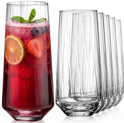 IMPERIAL geriffelte Trinkgläser 6er Set – Strukturierte Gläser mit Muster aus Crystalline Glas 420ml Wassergläser London/Cali Spülmaschinenfest