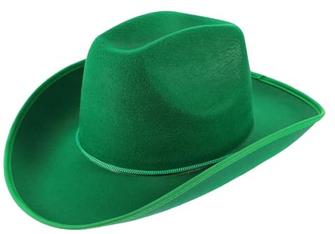 WESIEVYA Western Cowgirl Hut Grün Verstellbar mit Kordel Damen Festhut Westernstil Cowboy Kostüm Zubehör für Halloween Cosplay und Fasching