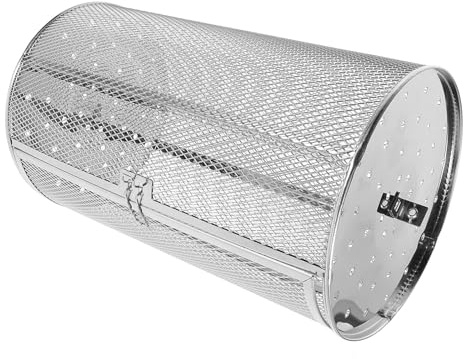 HOODANCOS Rotisserie Basket Stainless Steel Grill Cage 180X300Mm Rotary Roasting Drum for Oven Bbq Vegetable Kabob Grilling Basket, Suitable for Kitchen Oven and Barbecue Use