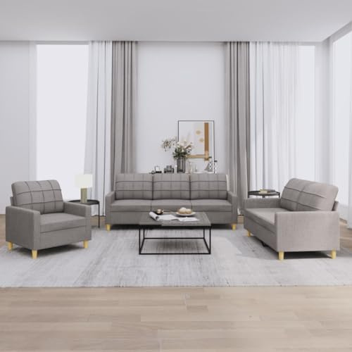 Iiaky Sofa Set 3 2 1 Wohnzimmer Sofagarnitur 3-2-1Couchgarnitur Wohnzimmer Set StoffSofa-Taupe-Mit Kissen