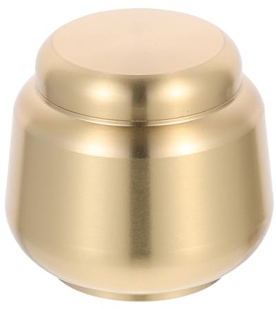MAGICLULU Urna Pequeña para Cenizas de Metal Sellada, Caja Cineraria Redonda de Cobre, Ataúd Conmemorativo Compacto, Adecuado para Almacenamiento y Uso Funerario