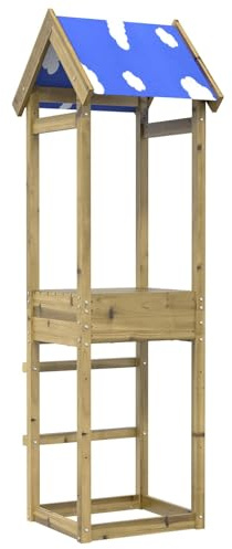 Tour de jeu en bois massif imprégné pour le jardin - Tour d'escalade avec balançoire et toboggan pour enfants