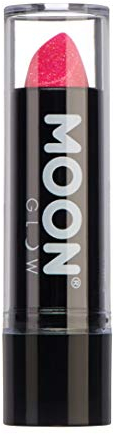Moon Glow Neon UV Glitzer-Lippenstift, leuchtender neonfarbener Lippenstift, leuchtet unter UV-Strahlung (Heißes Rosa, 5 g (1 Stück))