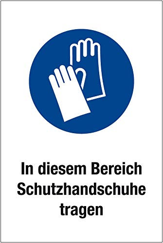Gebotsschild In diesem Bereich Schutzhandschuhe tragen - Kunststoff - 20x30 cm