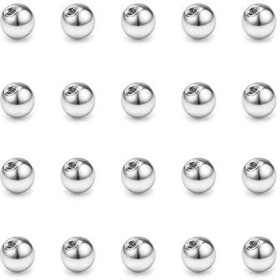 FECTAS 20er Piercing Kugeln Chirurgenstahl Silber Ersatzkugel Schraubkugel(2.5/3/4/5/6/8mm) für Gewinde 1,2mm 1mm