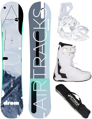 AIRTRACKS Snowboard Set Paquete Completo Tabla Drom Hybrid Rocker Mujer 145 + Fijaciones Master W + Botas Master QL W 41 + SB Bag