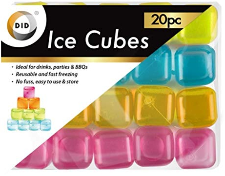 20pc ice Cubes Plastic Assorted Multicolour Reusable Pieces