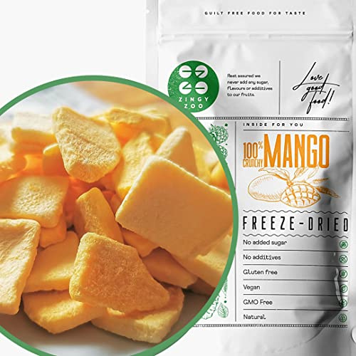 Mango Deshidratado | Liofilizado Mango Fruta Raw Natural Freeze Dried Fruit | Fruta Deshidratada Sin Azucar | Gefriergetrocknete Mango Fruta Liofilizada | Pure Dried Mango Snack ZingyZoo (100g)