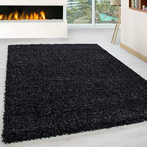 Rugstore shop ltd SHAGGY RUG 35MM / 3.5cm Modern Rugs Living Room Extra Large Small Medium Rectangular Size Soft Touch Thick Pile Living Room Area Rugs Non Shedding (Charcoal, 160 x 230 cm)