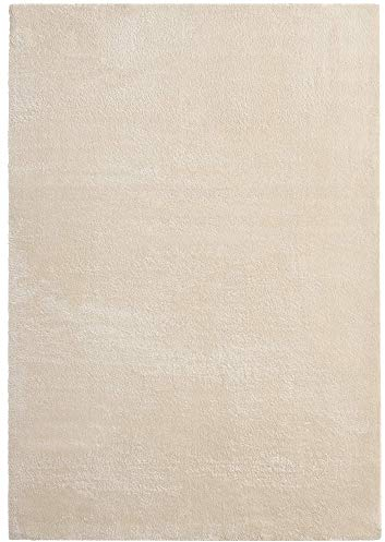 the carpet Relax Weicher, Badezimmerteppich, Bad Set, Badematte, Badvorleger, Anti-Rutsch Unterseite, Waschbar bis 30 Grad, Super Soft, Felloptik Beige, 80 x 150 cm