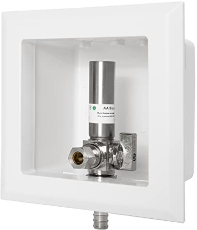 EFIELD Pex Pre-assembled Dishwasher Outlet Box, 1/2-Inch Barb Crimp Pex F1807 Inlet with Installed 1/4-Turn Stop Angle Valve, Copper Water Hammer Arrestor, Chrome Plated, Lead Free