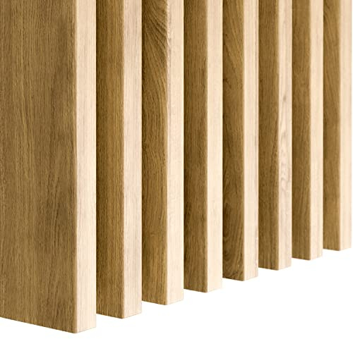 KLEMP Freistehende Lamellenwand aus MDF 22x70 mm, vertikale oder horizontale Decken- oder Wandverkleidung, Holzpaneele für Wand und Decke, für Flur, Wohnzimmer, 10 Stück LA703 Natur Eiche