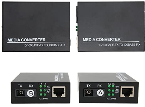 Convertisseur de Média Fibre Ethernet, Monomode 10 100Base TX vers 100Base FX RJ45 vers SC Fiber Transceiver, Convertisseurs de Média Ethernet Optique avec Connecteur RJ45 MDI MDI X Connexion Autodéte