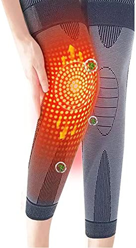 Frenaki Rodilleras Moldeadoras de artemisa, Protector de Rodilla autocalentable de acupresión de ajenjo, Rodillera de Venas varicosas, Mangas de compresión de Rodilla (Negro,L)