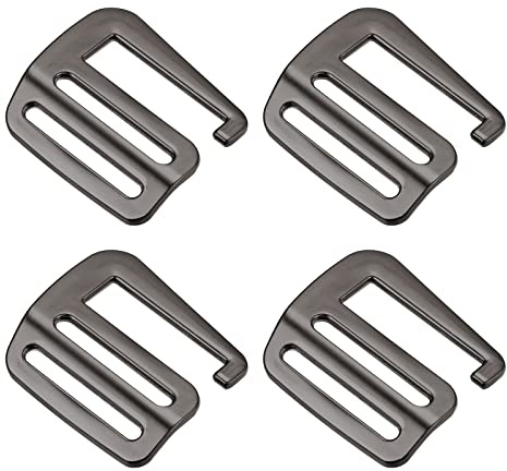 sourcing map 4Pcs Métal G crochue Sangle Boucles 0.98 25mm Foncé Gris | G-Crochet Vague Boucle Ajusteur Glissière Boucle pour Sac à dos Sangle Sangle