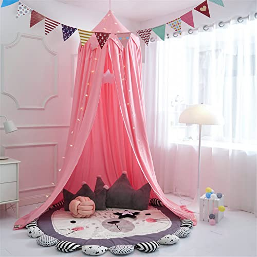 Surwin Betthimmel Madchen Jungen Babybett Doppelbett, Nordisch Moskitonetz Baldachin Kinderzimmer Einzelbett Himmel Schlafzimmer Dekoration Spielzelte Kinder Geschenk, Ohne Bohren (Rosa)