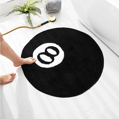 LEVINIS Tapis de salle de bain à 8 boules pour baignoire, 60,7 cm, noir, petit tapis rond à 8 boules pour décoration de salle de bain, lavabo, antidérapant et tendance