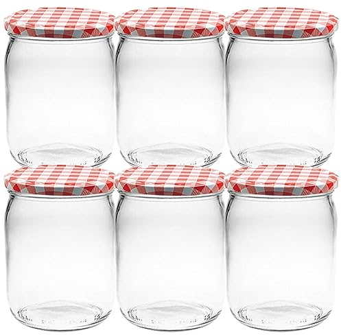 Devitre 6er Set Marmeladengläser 540 ml Einmachgläser mit Deckel + Etiketten