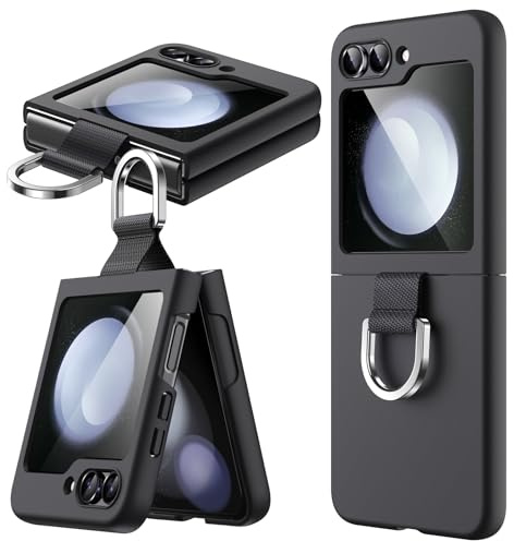 JETech Hülle für Samsung Galaxy Z Flip 5 2023 mit Ring, Hart PC Dünn Stoßfest Anti-Kratz Schutzhülle (Schwarz)