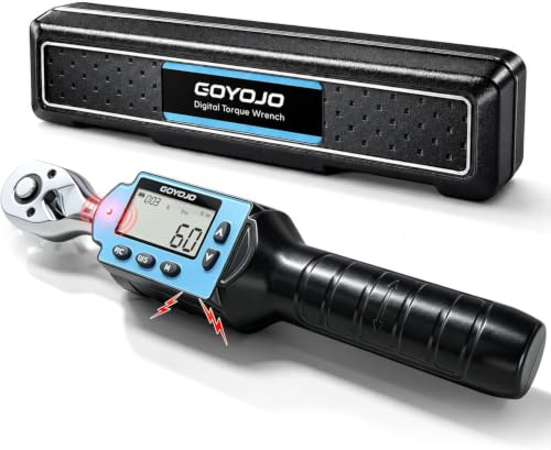 GOYOJO 3/8 Zoll Digitaler Drehmomentschlüssel, 60 Nm | 3 Modi: Track, Peak & Preset, 999 Messwertspeicher, ±2 %/±2,5 % Genauigkeit, LED & Signalton – für Fahrrad, Motorrad & Kfz