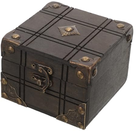 Alipis Box Vintage Aufbewahrungsbox Ohrring Aufbewahrungskoffer Schmuckstück Andenken Truhe Schmucktruhe Schmuckaufbewahrungsbehälter Retro Schatztruhe Rustikales Sparschwein Handheld