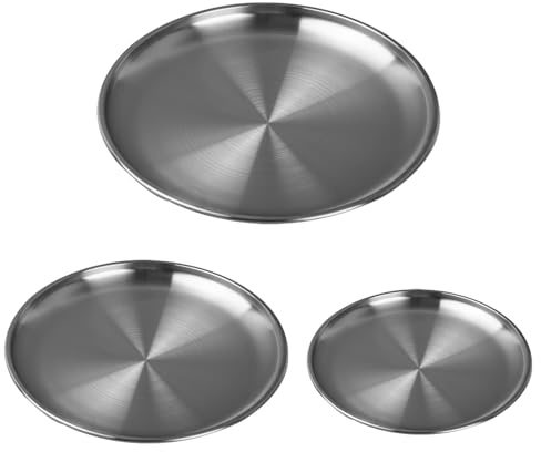 Rapidbok 3-stück Edelstahl Speiseteller, 20cm, 23cm, 26cm - Matt, Rostfrei, Wiederverwendbar - Ideal für Outdoor, Picknick, Küche, Party