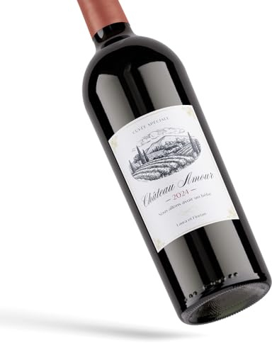 4 personalisierte Flaschenetiketten für Wein oder Champagner – für Ihre Veranstaltungen und Ankündigungen: Hochzeit, Verlobung, Taufe, Geburtstag, Schwangerschaft, Format 8 x 10 cm