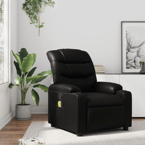 Homgoday Massagesessel Relaxsessel Fernsehsessel Ruhesessel mit Liegefunktion Liegesessel TV Sessel Verstellbare Rückenlehne, für Wohnzimmer Schwarz Kunstleder