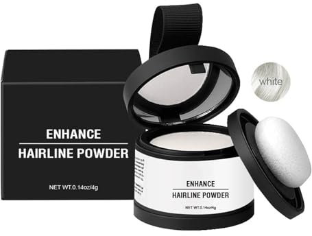 Ansatzpuder Haaransatz-Puder Haarschatten 4g wasserfestes Haar Make-up zum Ansatz kaschieren, Damen Herren Haar Concealer zur Haarverdichtung (White, 4g)
