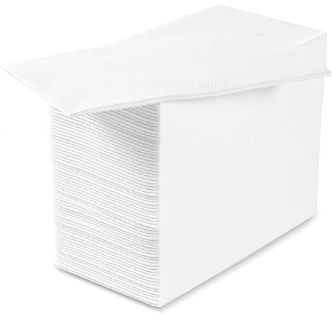 Einweg-Servietten, Einweg-Servietten, weich, saugfähig, leinenähnlich, Einweg-Servietten, für Küche, Party oder Veranstaltung, 30,5 x 40,6 cm, Weiß, 100 Stück