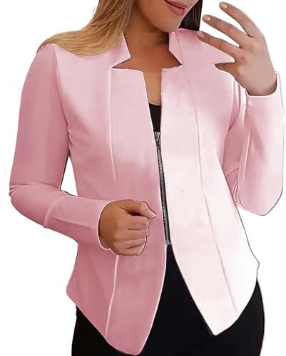 Veste boléro pour robe de soirée, blazer court, sportif, élégant, en jersey d'été, surdimensionné, moderne, léger, grandes tailles, veste cintrée, blazer d'été pour femme, lilas léger, Rose, S