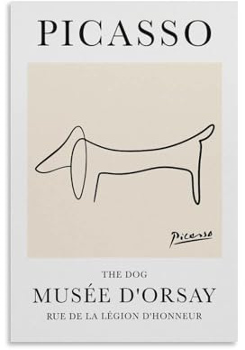 Pablo Picasso Poster mit der Hunde-Linie, Kunstdruck auf Leinwand, Poster, Wandfarbe, Kunstposter, Dekoration, moderne Wohnkunstwerke, 30 x 45 cm