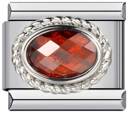 M&S Breloque à maillons italiens de 9 mm pour mois de naissance, anniversaire de mariage, anniversaire de mariage, pierre de naissance en cristal, argent et or, compatible avec bracelet Nomination, 0