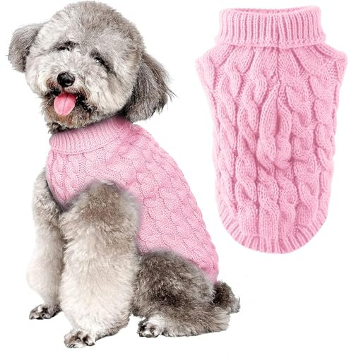 FWLWTWSS Hundepullover, Winter Warmer Hundepulli Rosa-M, Polyester/70%, Mischung/30%, Weich, Hundekleidung für Kleine Hunde und Katzen, Medium