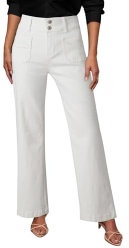 Sidefeel Women's White Jeans Spring Outfits Wide Leg Jeans Woman High Waisted Summer Denim Pants White Size 10